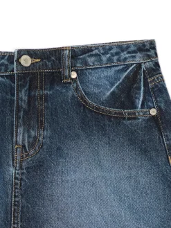 Cropp Spódnice*Jeansowa spódnica mini z koronką niebieski