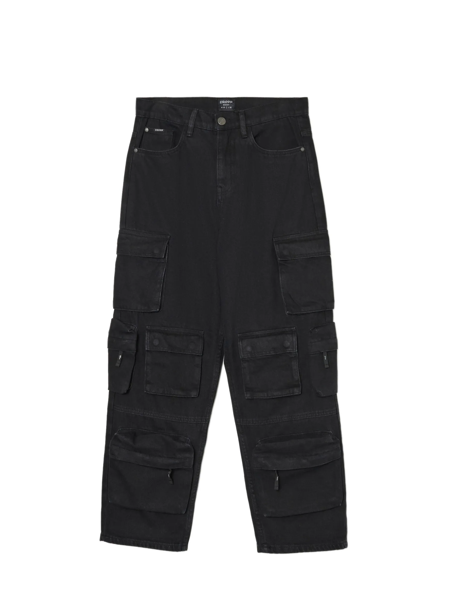 Cropp Jeansy|Baggy*Jeansy baggy multipockets czarny
