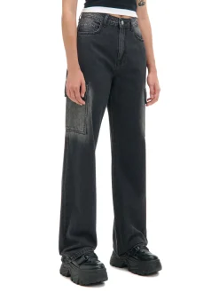 Cropp Jeansy*Jeansy baggy TALL z efektem sprania czarny