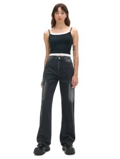 Cropp Jeansy*Jeansy baggy TALL z efektem sprania czarny