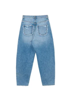 Cropp Jeansy*Jeansy balloon z przetarciami niebieski