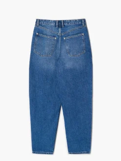 Cropp Jeansy*Jeansy barrel z przetarciami niebieski