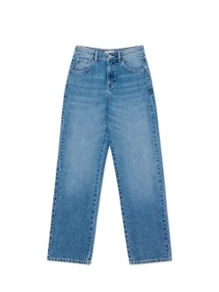 Cropp Jeansy*Jeansy straight z efektem sprania niebieski