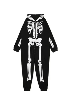 Cropp Snuddie, Onesie|Cozy*Jednoczęściowa piżama onesie z kościotrupem czarny