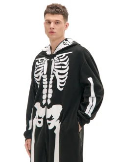 Cropp Snuddie, Onesie|Cozy*Jednoczęściowa piżama onesie z kościotrupem czarny