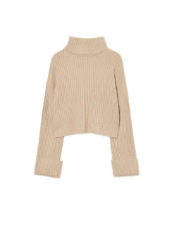 Cropp Swetry*Jesienny sweter oversize z golfem beżowy