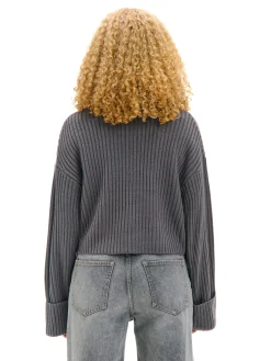 Cropp Swetry*Jesienny sweter oversize z golfem szary