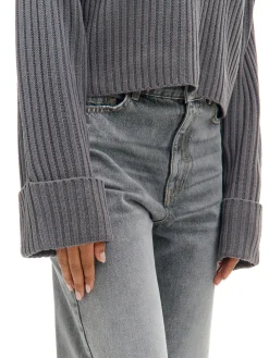 Cropp Swetry*Jesienny sweter oversize z golfem szary