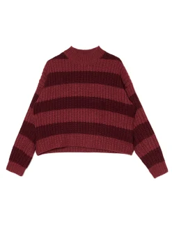 Cropp Swetry*Jesienny sweter w paski kasztanowy