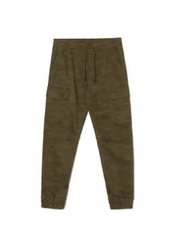 Cropp Spodnie*Joggery cargo z nadrukiem camo zielony