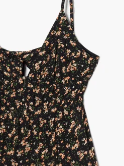Cropp Spodnie|Sukienki, Kombinezony*Kombinezon w kwiaty z wiązaniem czarny