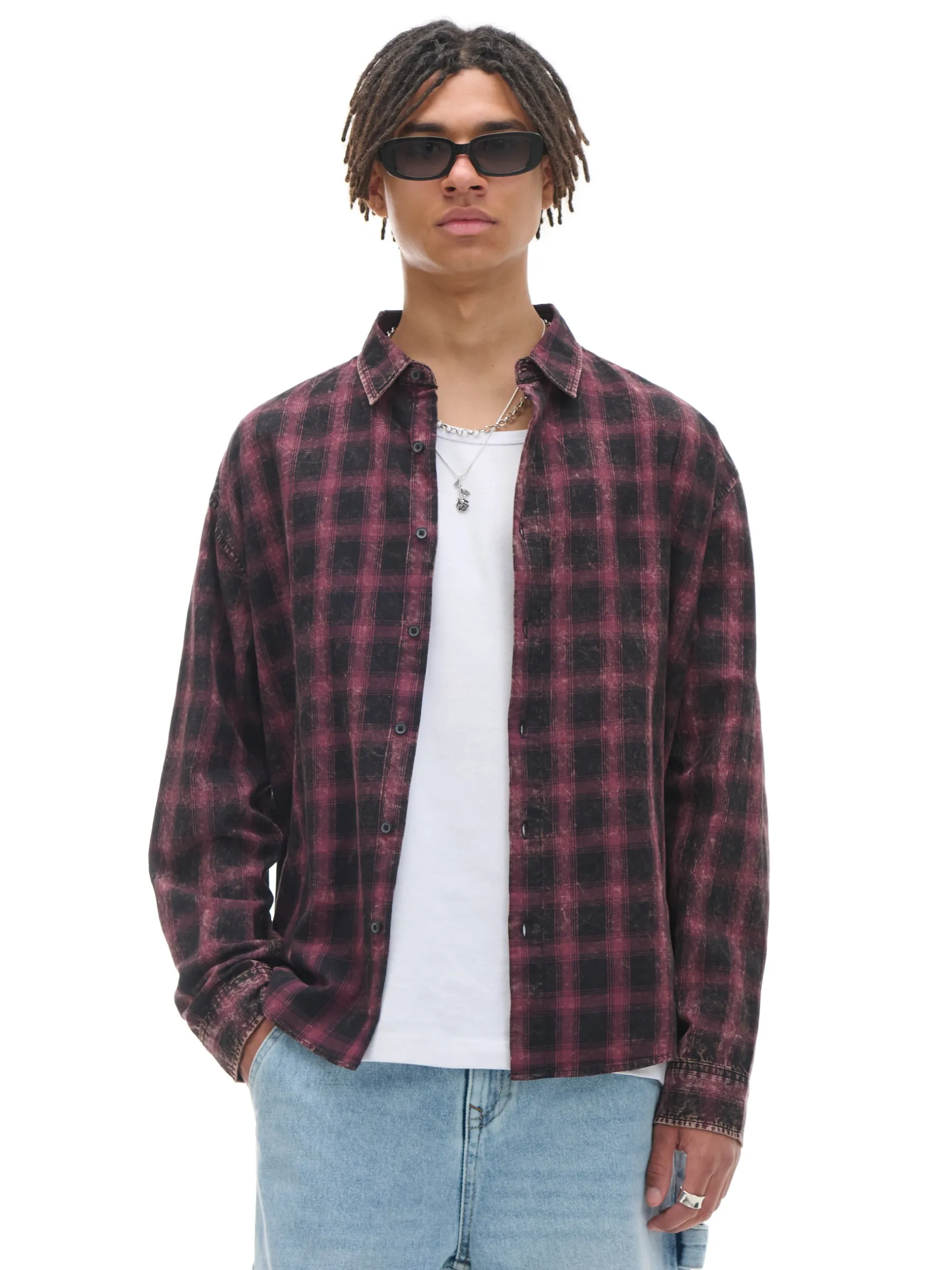 Cropp Koszule*Koszula oversize w kratę czarny