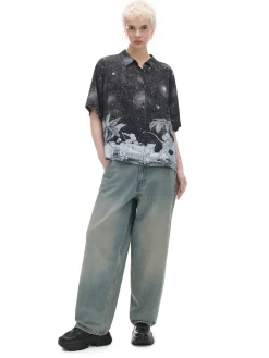 Cropp Koszule, Bluzki*Koszula oversize z artystycznym nadrukiem wielobarwny