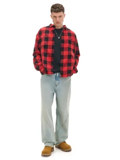 Cropp Koszule*Koszula w kratę z postrzępieniami czerwony