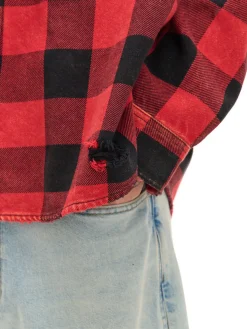 Cropp Koszule*Koszula w kratę z postrzępieniami czerwony