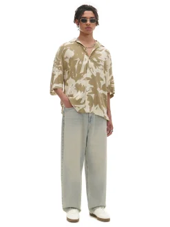 Cropp Koszule*Koszula z krótkim rękawem i deseniem kremowy