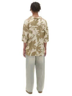 Cropp Koszule*Koszula z krótkim rękawem i deseniem kremowy