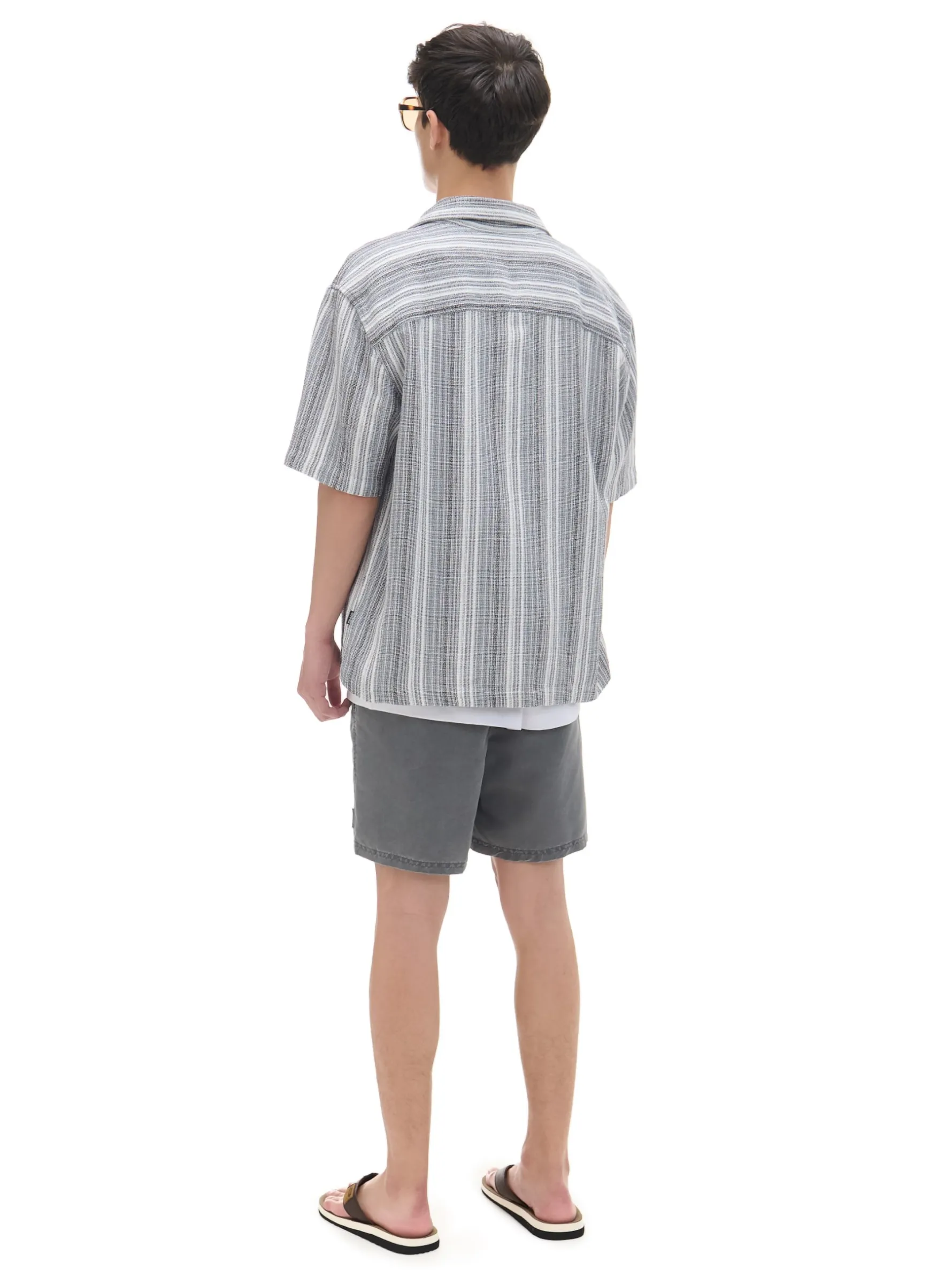 Cropp Koszule*Koszula z krótkim rękawem w paski jasnyszary