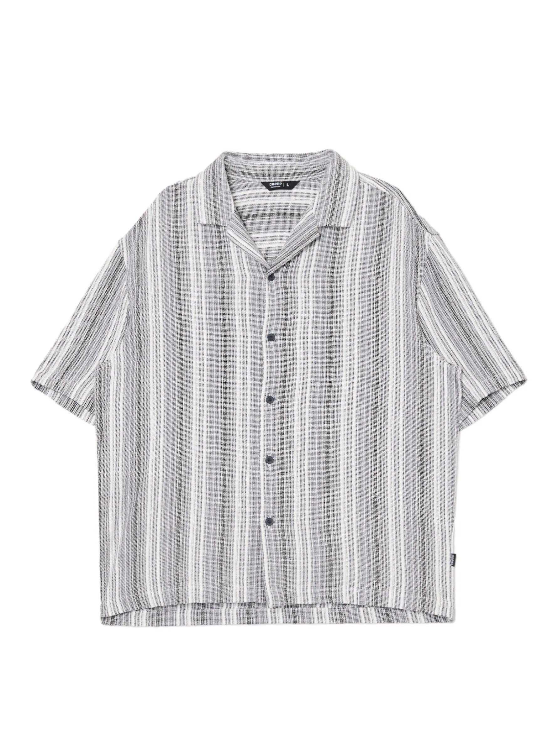 Cropp Koszule*Koszula z krótkim rękawem w paski jasnyszary