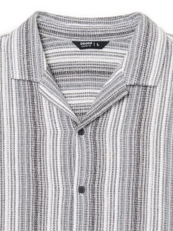 Cropp Koszule*Koszula z krótkim rękawem w paski jasnyszary