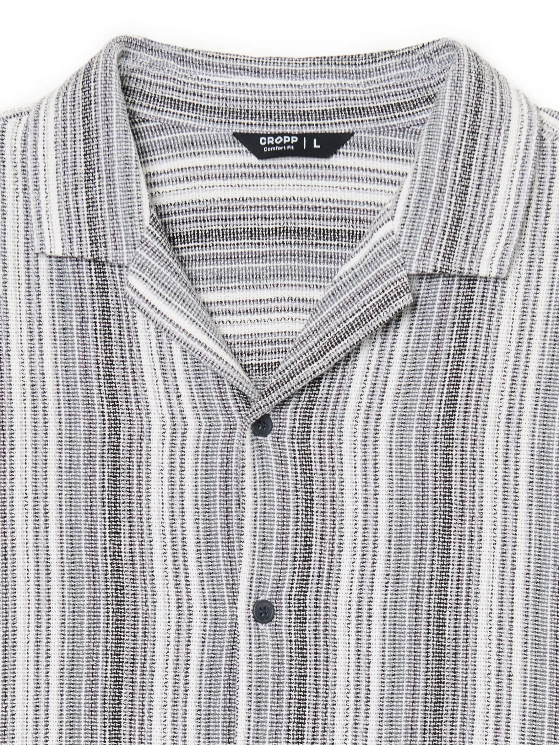 Cropp Koszule*Koszula z krótkim rękawem w paski jasnyszary