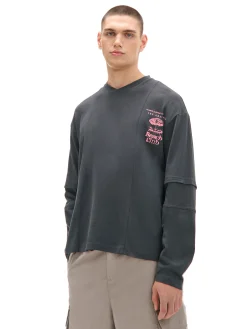 Cropp Koszulki*Koszulka longsleeve z amerykańskim motywem szary