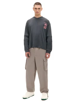 Cropp Koszulki*Koszulka longsleeve z amerykańskim motywem szary