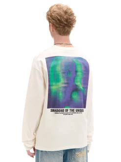 Cropp Koszulki*Koszulka longsleeve z autorskimi nadrukami kremowy