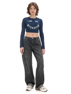 Cropp Koszulki, Topy*Koszulka longsleeve z uśmiechniętym nadrukiem granatowy