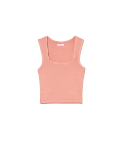 Cropp Koszulki, Topy*Koszulka z kwadratowym dekoltem różowy