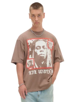Cropp Koszulki*Koszulka z nadrukiem Lil Wayne beżowy