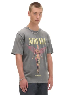 Cropp Koszulki*Koszulka z nadrukiem Nirvana szary