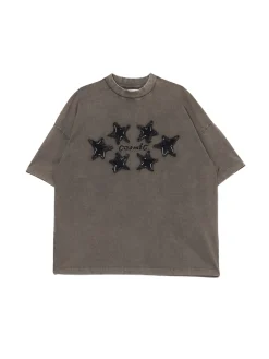 Cropp Koszulki, Topy*Koszulka z naszywkami w gwiazdki jasnyszary