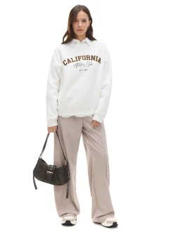 Cropp Bluzy*Kremowa bluza z naszywkami kremowy