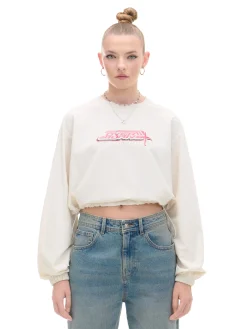 Cropp Koszule, Bluzki|Sety*Kremowa bluzka z nadrukiem i regulacją kremowy