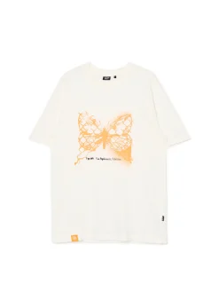 Cropp Koszulki*Kremowa koszulka z motylem kremowy