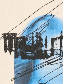 Cropp Koszulki, Topy*Kremowa koszulka z nadrukiem kremowy