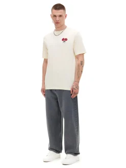 Cropp Koszulki*Kremowa koszulka z nadrukiem czerwonych róż kremowy