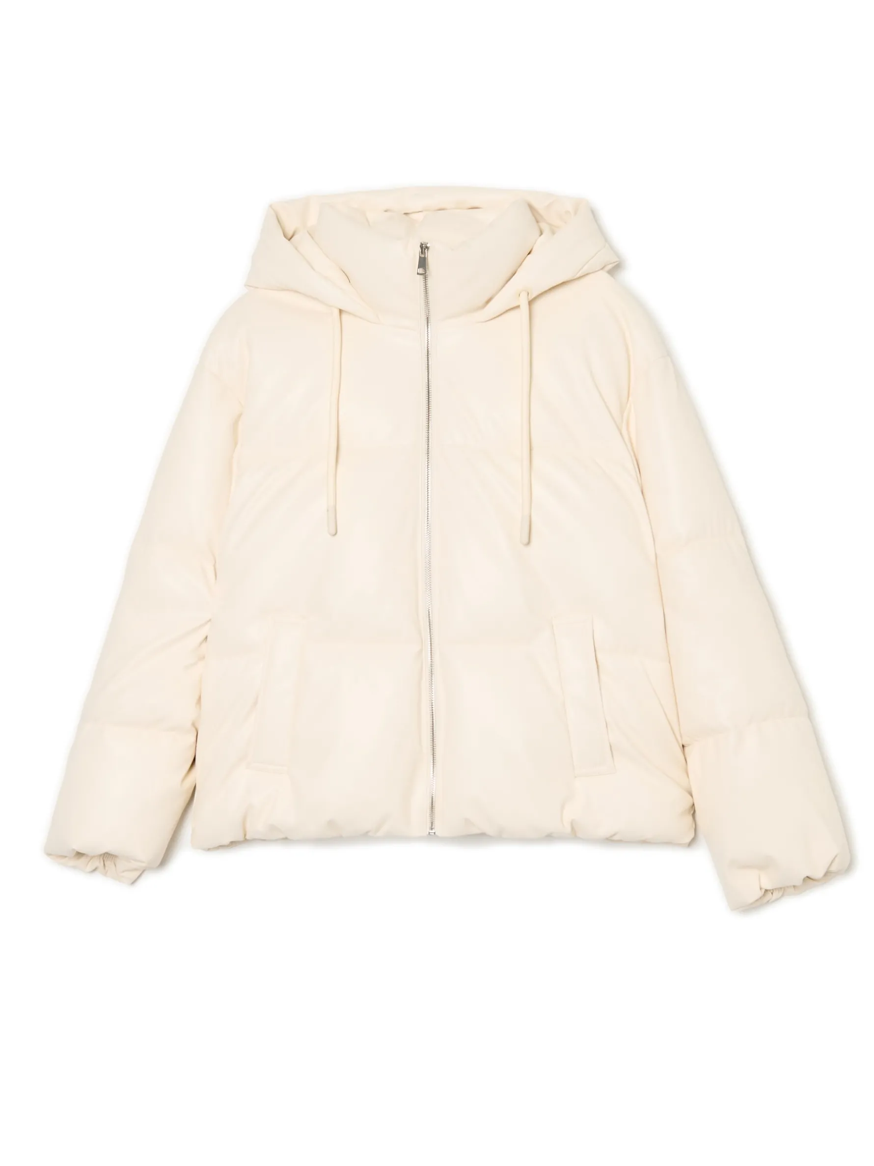 Cropp Kurtki, Płaszcze*Kremowa kurtka puffer z kapturem kremowy
