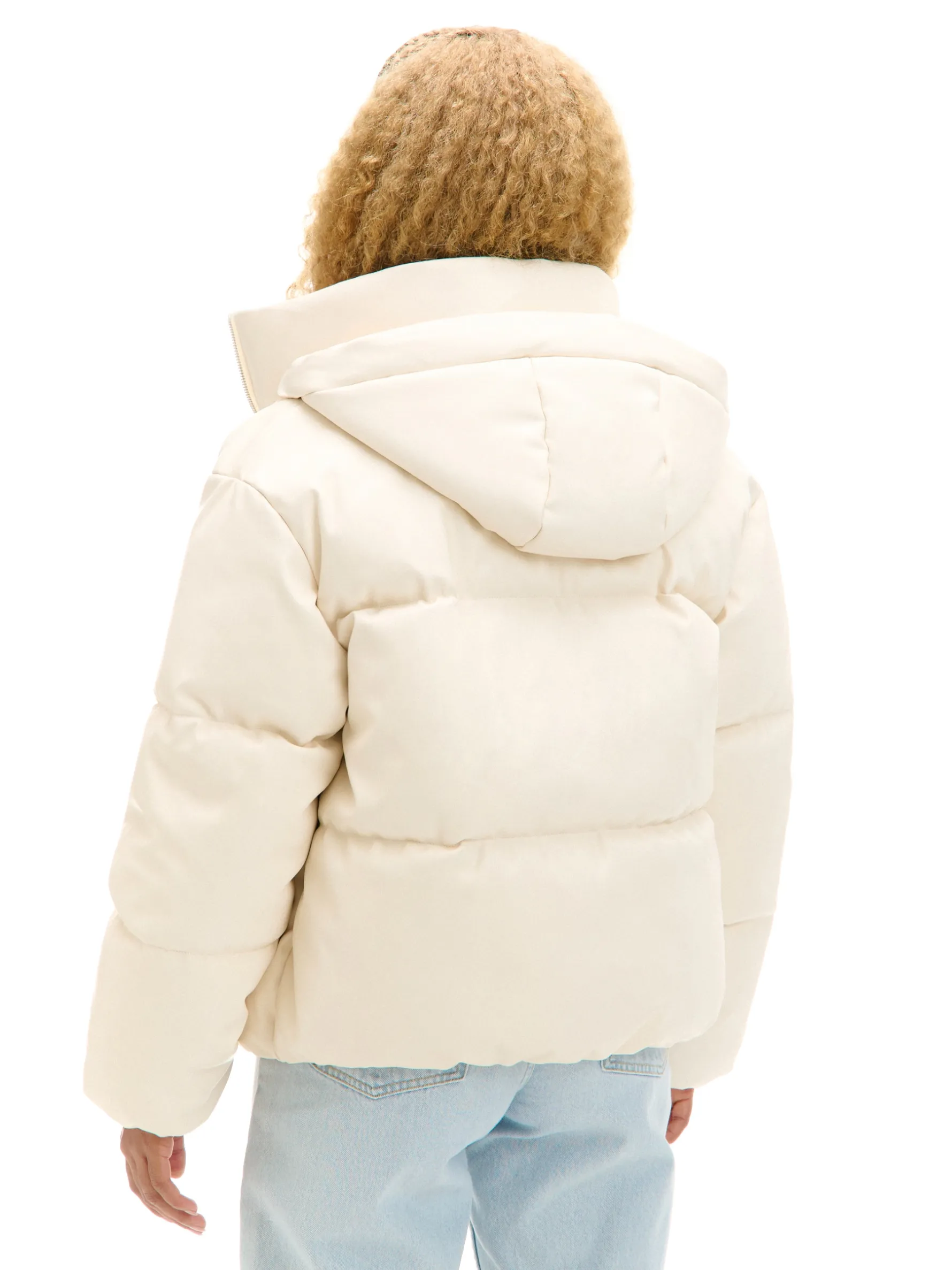 Cropp Kurtki, Płaszcze*Kremowa kurtka puffer z kapturem kremowy