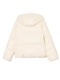 Cropp Kurtki, Płaszcze*Kremowa kurtka puffer z kapturem kremowy