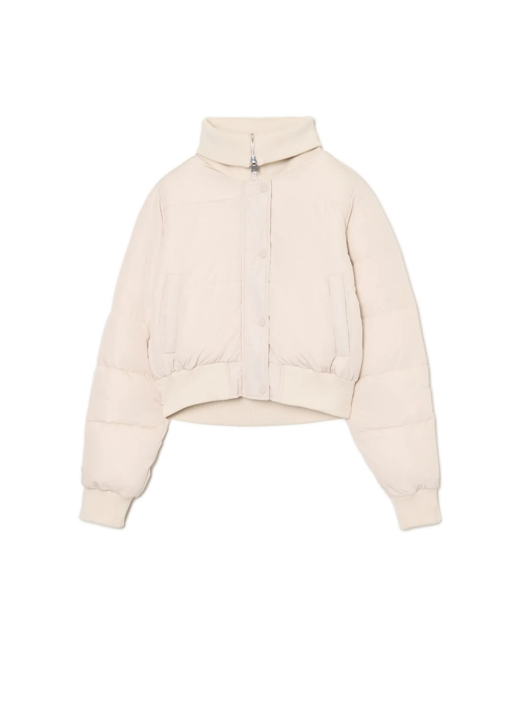 Cropp Kurtki, Płaszcze*Kremowa pikowana kurtka bomber kremowy