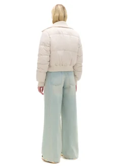 Cropp Kurtki, Płaszcze*Kremowa pikowana kurtka bomber kremowy