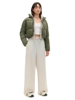 Cropp Spodnie|Sety*Kremowe spodnie baggy z wysokim stanem kremowy