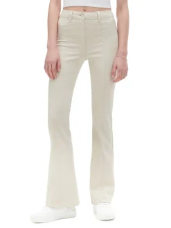 Cropp Spodnie*Kremowe spodnie flare kremowy