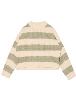 Cropp Swetry*Kremowo- sweter w paski zielony