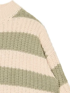 Cropp Swetry*Kremowo- sweter w paski zielony