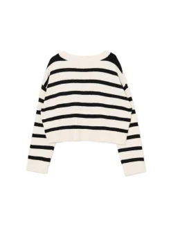 Cropp Swetry*sweter w czarne paski kremowy