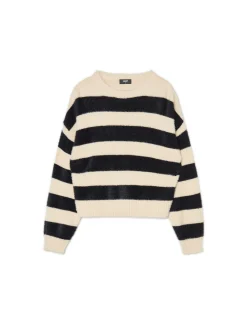 Cropp Swetry*sweter w czarne paski kremowy