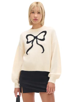 Cropp Swetry*sweter ze wstążką kremowy